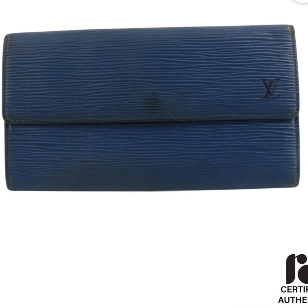 Louis Vuitton Blue Epi Leather Long Wallet with LV Monogram